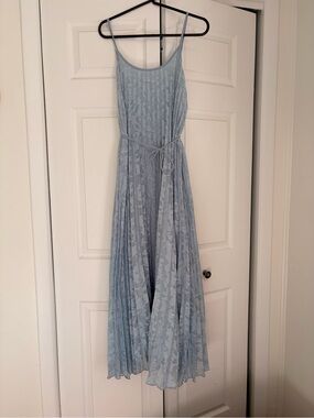 Light Blue Lace Maxi Dress with Belt